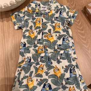 Lucy Yellow & Blue Character Print Kids Pajama Set